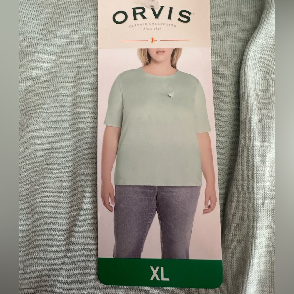 Orvis NWT Scoop Neck Pima Cotton Elbow Sleeve Top Sz XL 25” p2p
